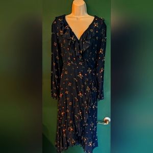 Navy blue wrap dress with flowers size medium